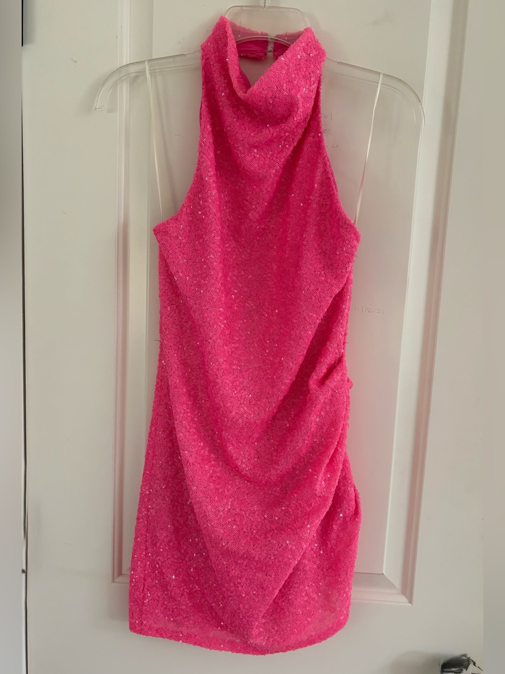 Amanda Uprichard Samba Sequin Mini Dress Hot Pink Size XS